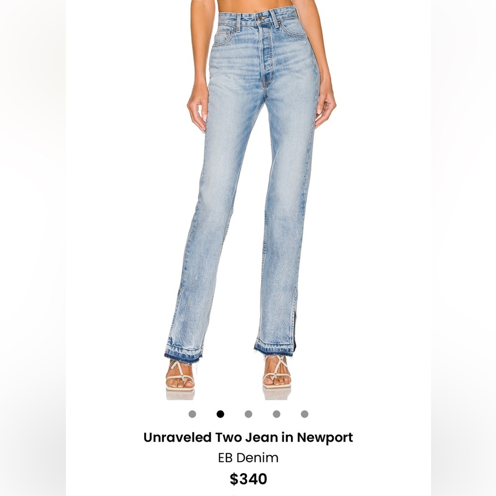 EB DENIM Light Blue Contrast Jeans brand as see on Hailey Bieber!